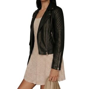 Express Faux Leather Quilted Moto Jacket Black Zip Front Women XS Indie Grunge